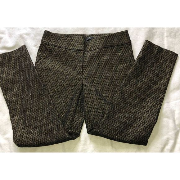 Ann Taylor Loft Black and Gold Marisa Style Lined Slacks- 2 - Picture 1 of 13